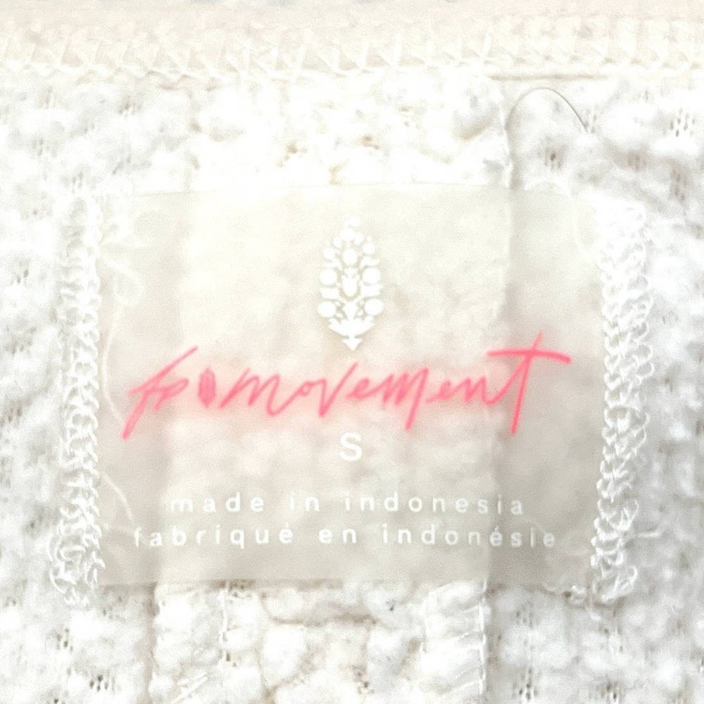 Free People Movement Hit the Slopes Fleece Jacket Size S Ivory Relaxed Crop - Picture 5 of 7